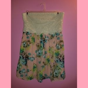 Strapless Boho Floral Dress